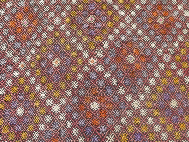 Oversize Turkish Kilim Rug, Area Rugs, Handmade Wool Floor Carpet Kelim 92"x129" gallery