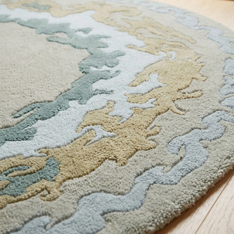 Mordern Abstract Irregular odd shape unique Wollen Designer Tufted area rug gallery