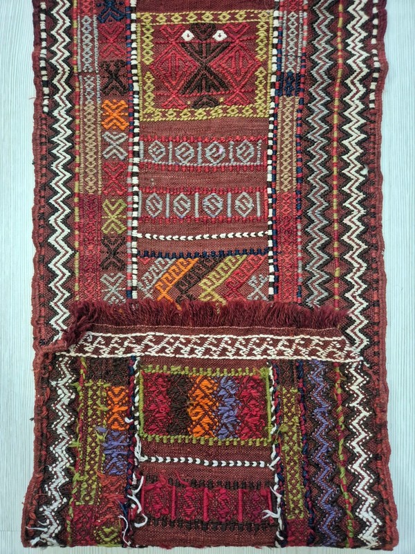 Rare Antique Konya Obruk Handwoven Cicim Rug, 14x58'' Turkish Tribal Kilim Rug gallery