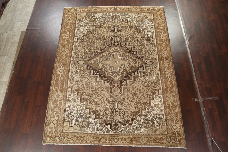 Muted Semi-Antique Geometric Oriental Traditional Area Rug Handmade Wool 8x11 ft gallery