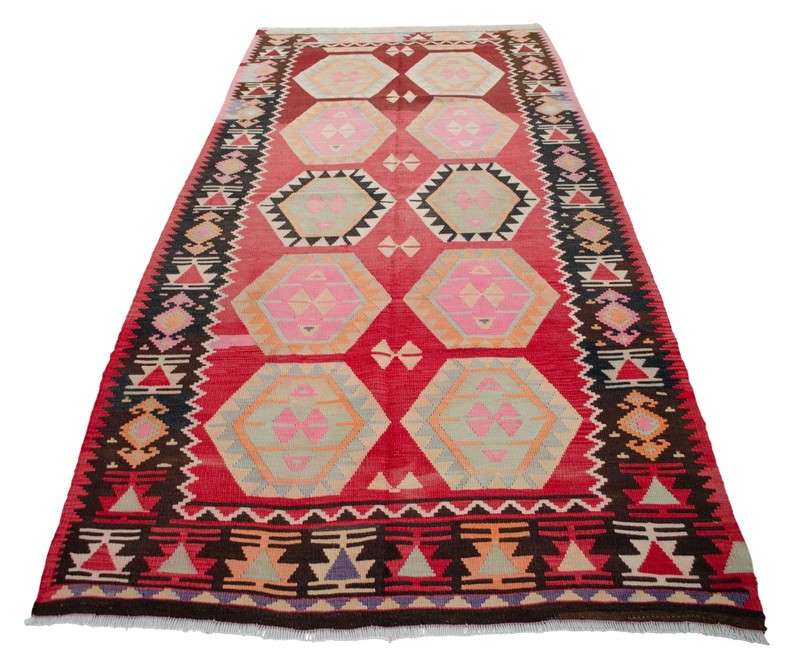 1960s Turkish Kilim Rug Handmade Wool Vintage Floor Art |Hand-Woven | 5x10 ft gallery