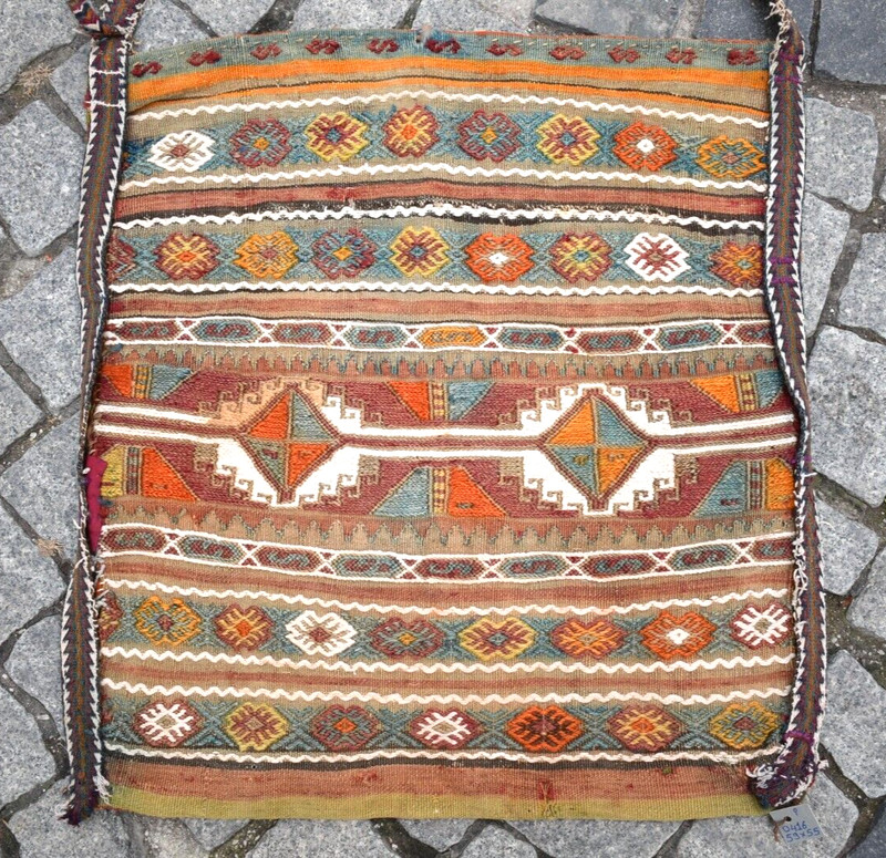 Fabulous Antique Kilim Bag 21'' x 23'' Anatolian Collector item Cicim Kilim Bag gallery