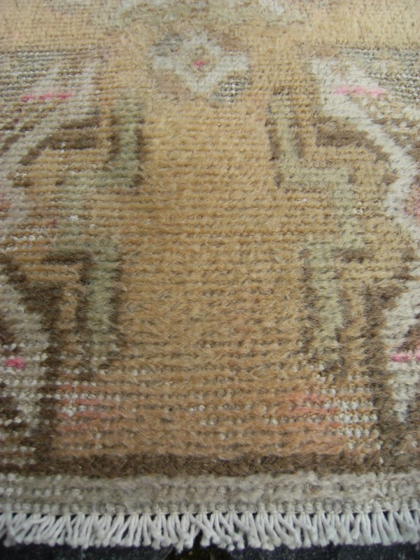 Vintage Small Oushak Rug 19'' x 34'' Muted_Color Anatolian Low Pile Yastik Rug gallery