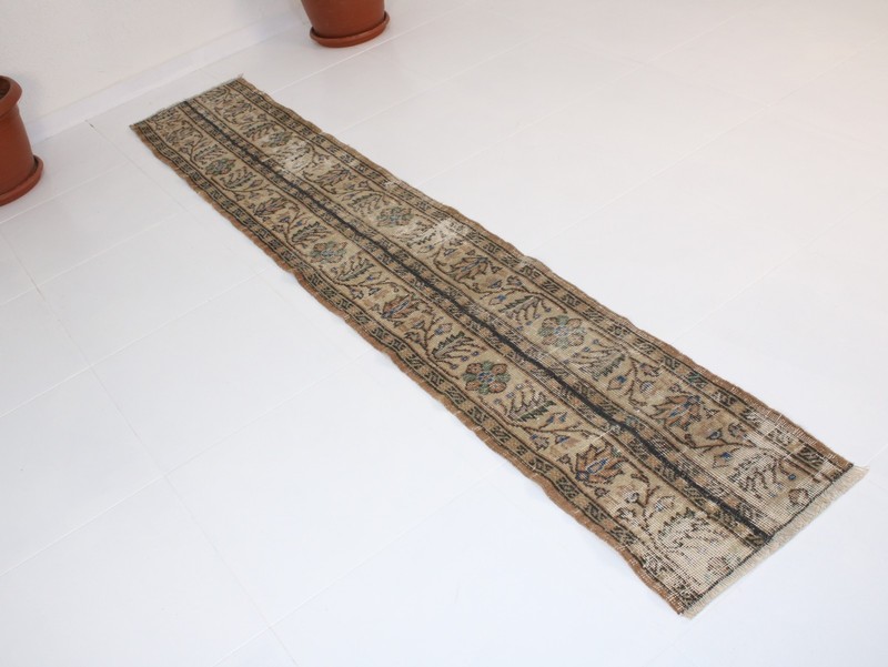 1.3 x 8.0 Feet Beige Patchwork Runner Rug – Handmade Turkish Hallway & Corridor gallery