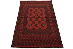 Turkmen Rug 4′ x 5’7” Red Wool Vintage Tribal Hand-Knotted Oriental Carpet