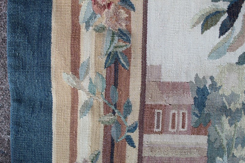 Vintage Hand Made French Design Original Wool Green Aubusson Tapestry 156x208cm gallery