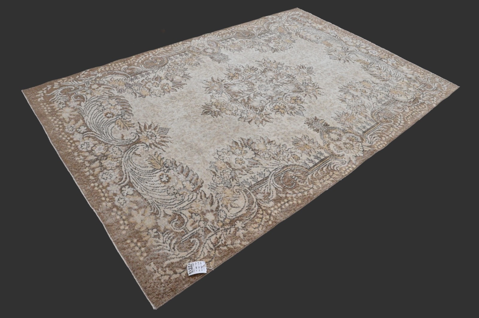 Vintage Turkish Oushak Rug, Beige 6x9 ft, Handmade Wool, Bohemian Anatolian gallery