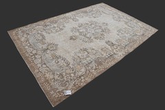 Vintage Turkish Oushak Rug, Beige 6×9 ft, Handmade Wool, Bohemian Anatolian