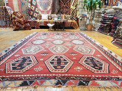 Bohemian c1900-1939s Antique Natural Dye Wool Kilim Sivas Region 6’10″×11′