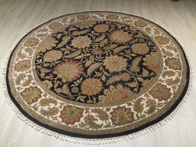 8' ROUND GORGEOUS DESIGN Allover-Pattern HANDMADE-KNOTTED FINE WOOL RUG 586027 gallery