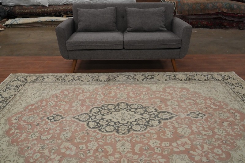Vegetable Dye Pink Traditional Area Rug 7x9 ft Hand-knotted Wool Distressed Rug gallery