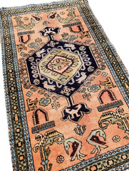 3’6″x2’1″ ANTIQUE HAND KNOTTED CAUCASIAN KAZAK SERAPE TRIBAL WOOL MUTED RUG