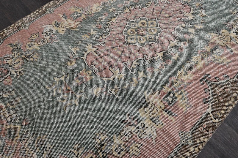 Oushak Turkish Vintage Rug 5x9 Kilim Rug Anatolian Handmade Boho Decor PINK gallery