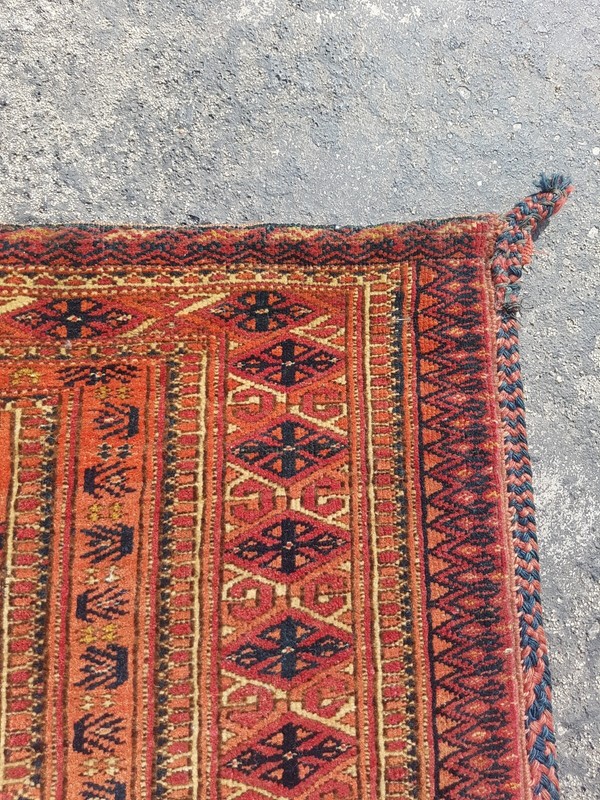 Vintage Hand Made Traditional Rug Oriental Wool Multicolor Carpet 36x132 cm gallery