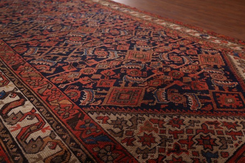 Semi-Antique Navy Blue/ Ivory Wool Malayer Living Room Rug 5x11 Traditional Rug gallery