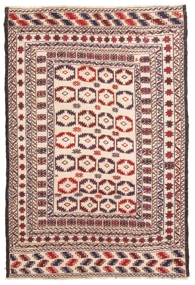 Vintage Hand Woven Area Rug 4'4" x 6'6" Traditional Wool Oriental Carpet
