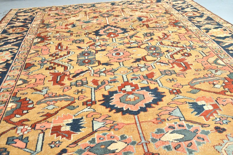 VERY RARE CAMELGROUND ANTIQUE SERAPI HERIZ REGION RUG 9,5 x 6,9 ft. circa 1900's gallery