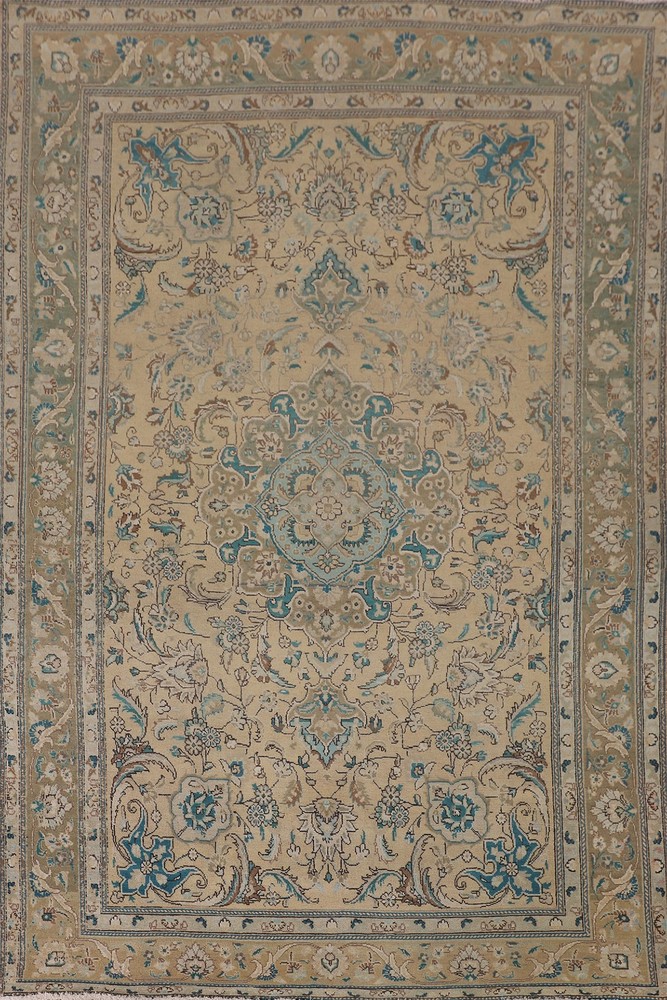 Medallion Handmade Classic Area Rug 7x10 Light Gold Traditional Room Size Carpet