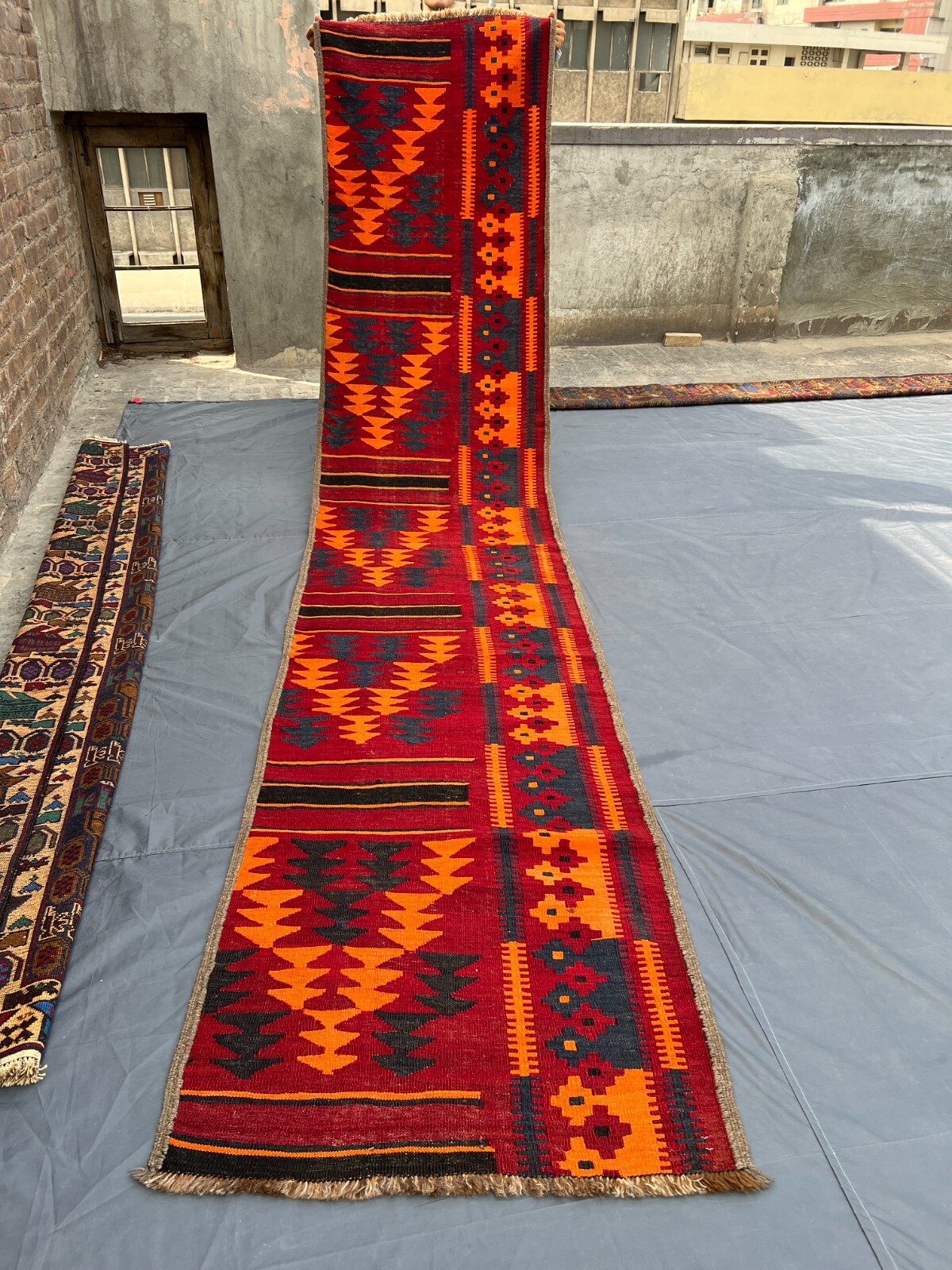 3x13 Afghan Kilim Runner Rug – Handwoven Wool Tribal Hallway 13ft Runner Rug, gallery