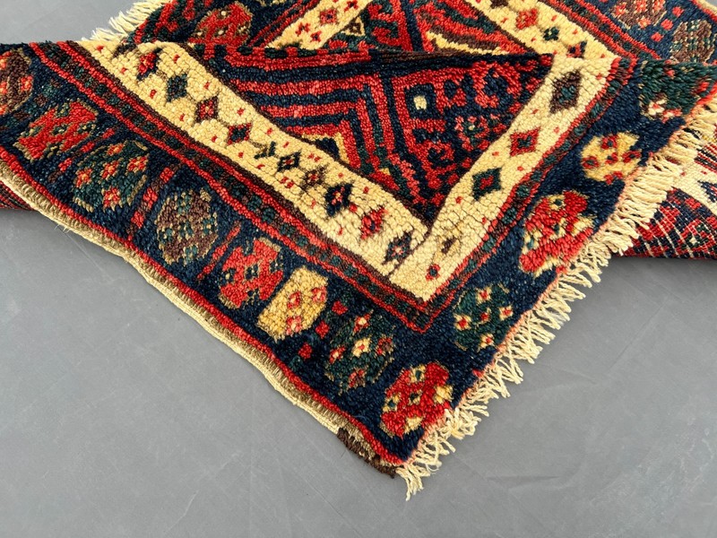 Navy Red Turkish Tribal Rug 2x2'6 Antique Style Geometric Boho Accent Area Rug gallery