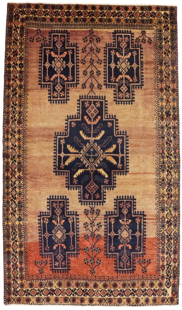 Semi-Antique Tribal Geometric Wide Runner Rug Oriental Muted Carpet 5'5X9'7 ft
