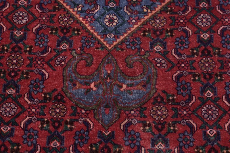 Hand-Knotted Wool Area Rug - Ruby Red & Navy All-Over Floral 9'7 x12'6 gallery