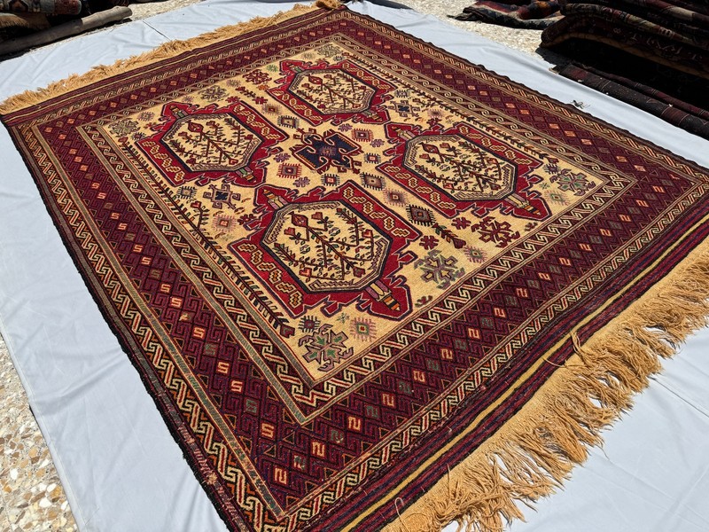 Antique Handwoven Terracotta Muted Rug 8x10 Large Afghan Geometric Kilim Carpet gallery
