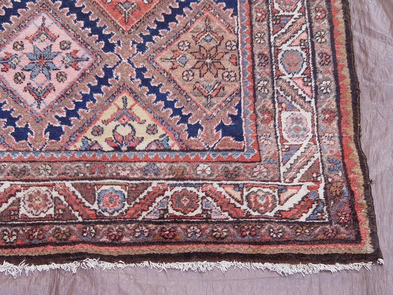4'6" x 7' ANTIQUE KURDISH TRIBAL HAND KNOTTED WOOL DIAMOND DESIGN RUG gallery