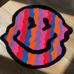 Colorful Twisted Smiling Tufted Carpet, Handmade Soft Rug Decor Fluffy Carpets