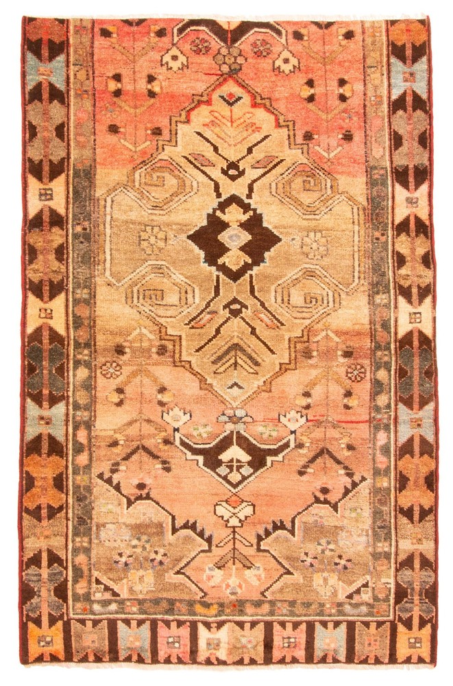 Vintage Hand-Knotted Area Rug 3'10" x 5'11" Traditional Oriental Wool Carpet