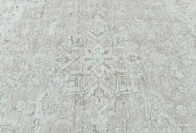 Antique Handmade Oriental Rug Muted Floral Distressed Wool Carpet 9'8X12'4 ft gallery
