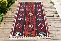 Turkish Kilim Rug 44”x68” Handwoven Van Kilim 112x175cm Wool Vintage Area Rug