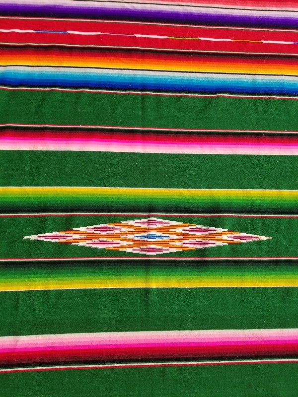 Vintage Handmade Mexican Saltillo Serape Wool Multicolor Kilim 7.6x4.9 ft gallery