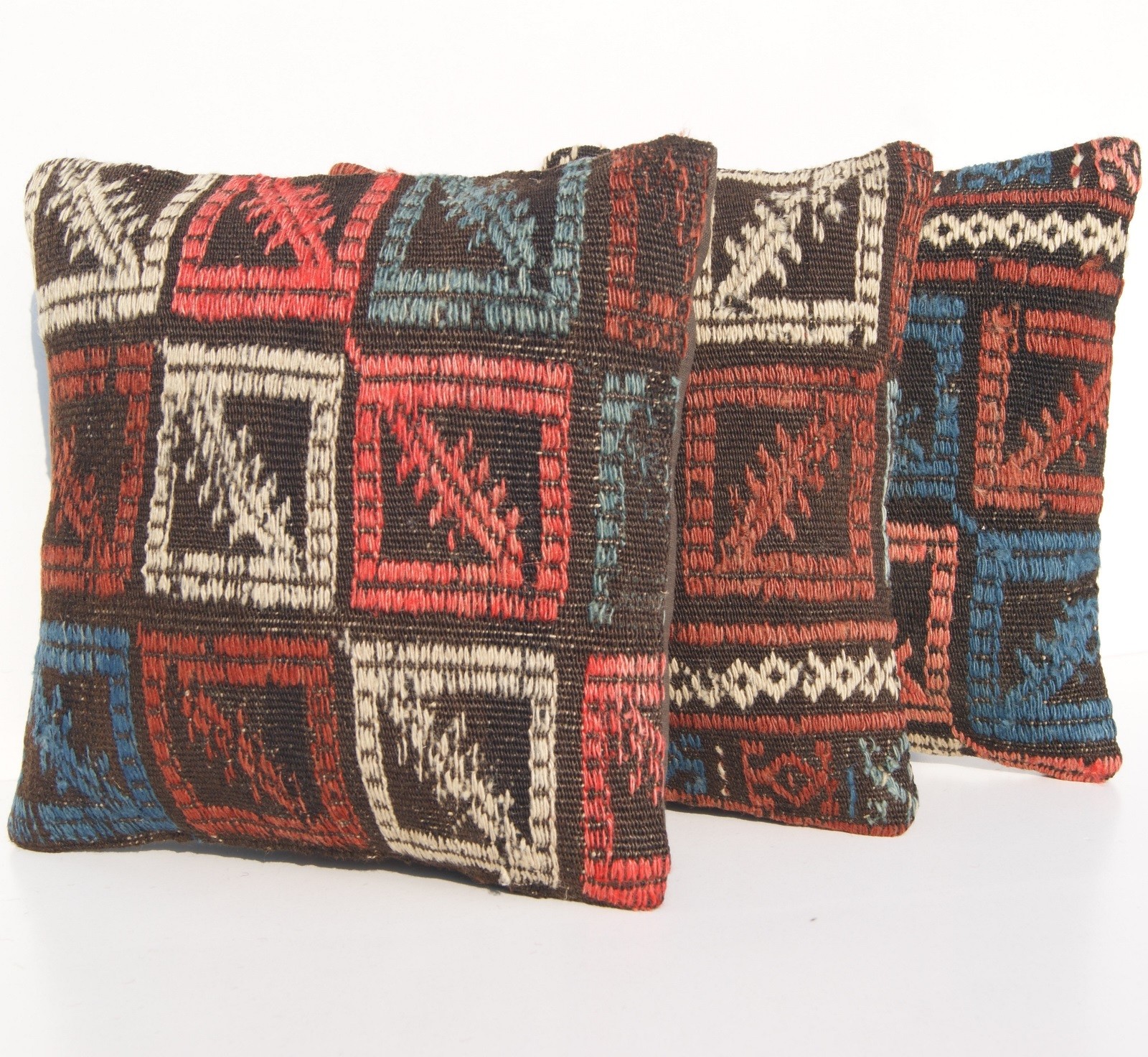 KILIM RUG PILLOW MULTI COLORED TURKISH SQUARE 40+ HAND WOVEN KILIM AREA RUGS 10" gallery