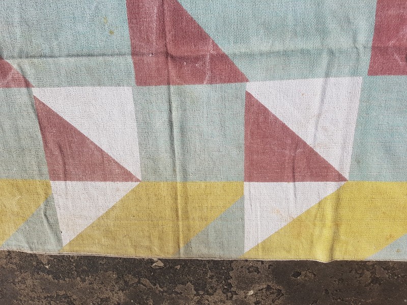 Vintage Printed Scandinavian Geometric Modern Pastel Kilim Rug 195x135 cm gallery