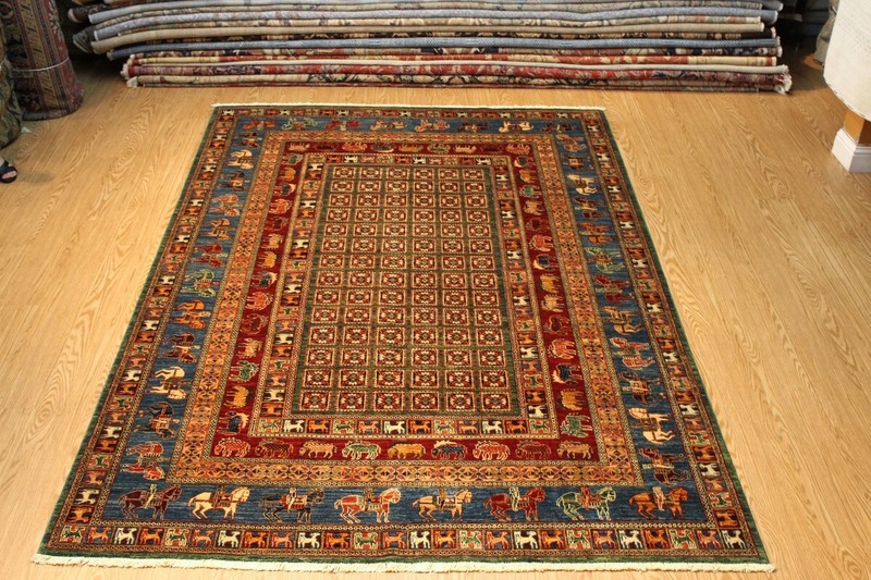 _HAND-MADE_RUG_FINE-QUALITY_ 10X7 FT. Gabba Design Natural Wool Pictorial Rug gallery