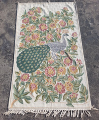 Vintage Hand Woven Traditional Kashmiri Peacock Multicolor Kilim Rug 148×90 cm