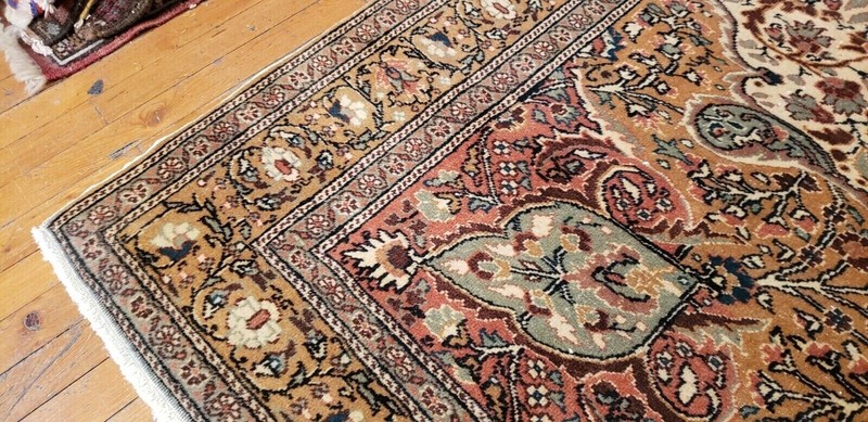 Exquisite 1930-1939s Antique Wool Pile Natural Dye Legendary Bunyan Rug 7x10ft gallery