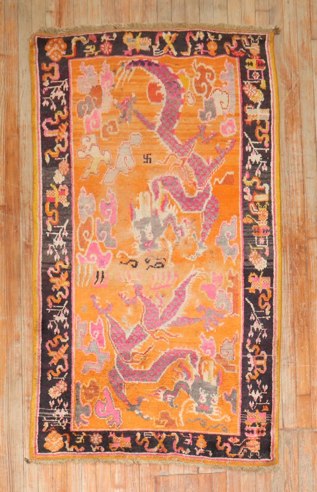 Vintage Tibetan Dragon Rug Size 3'4''x5'7'' gallery