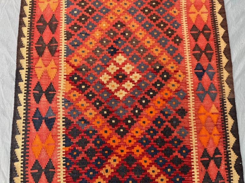 3'5x7'1 ft Vintage Afghan Kilim Rug Handwoven Tribal Geometric Pattern Floor Rug gallery