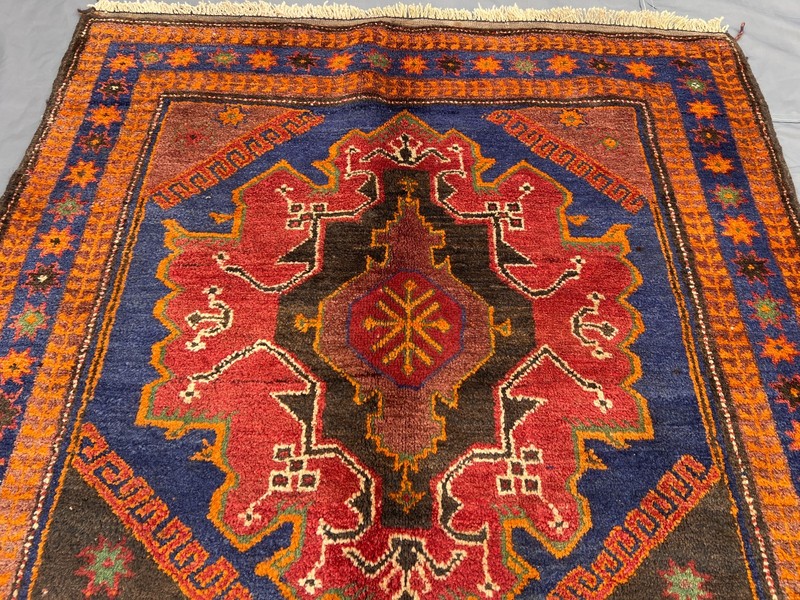 3'6x6 Ft Vintage Handknotted Caucasian Geometric Medallion Wool Rug gallery