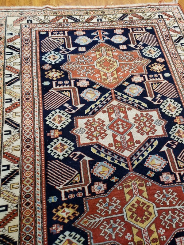Antique look Shirvan size 5'×6'9" dark blue color 100% pure wool gallery