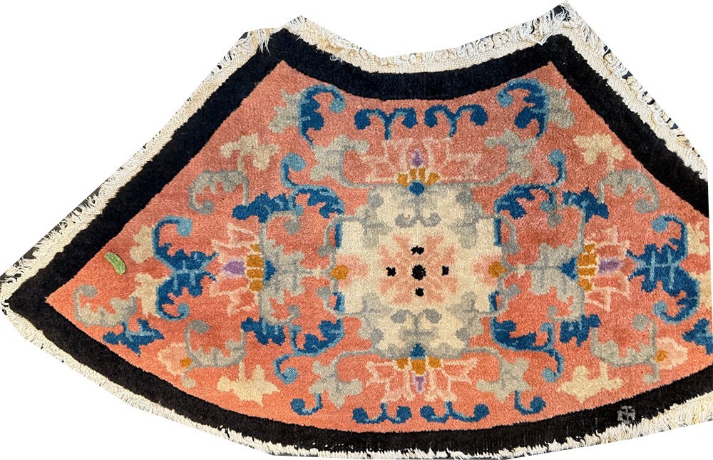 A Fabulous Antique Half Moon Shape Black Ground Entry Art Deco Chinese Rug gallery