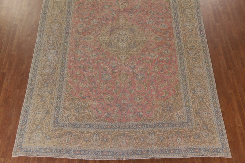 Pink Floral Traditional Semi-antique Living Room Rug 10x13 Handmade Wool Carpet gallery