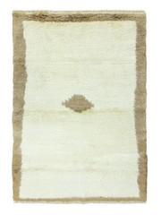 Handwoven Vintage Tulu Rug – Natural Wool & Mohair 4’0″ x 5’7″ ft Japandi Accent