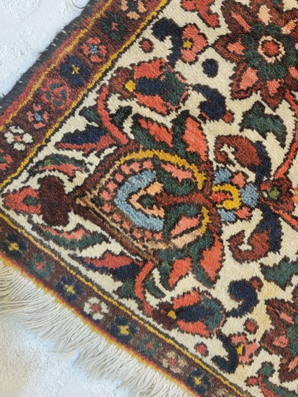 Antique Oriental Hand-Knotted Wool Area Rug Rust/Ivory/Blue/Green 6'10" x 10'4" gallery