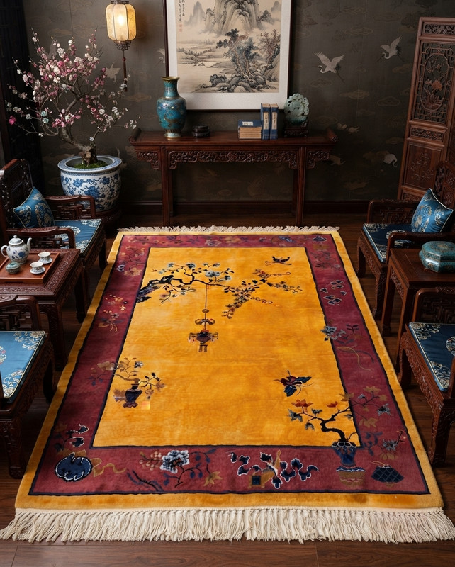 Handmade Chinese Art Deco Rug Wool Oriental Area Rug Vintage Luxury gallery