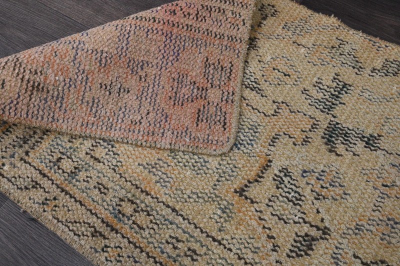 Oushak Turkish Doormat Rug 2x2 BEIGE Vintage Anatolian Handmade Small Kilim Rug gallery