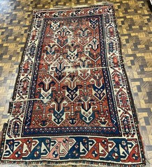ANTIQUE TRIBA LCAUCASIAN 19th CENTURYORIENTAL RUG INTERESTING SIZE 4′ x 6′ 4″