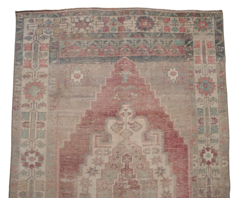 4x7 Rug Vintage Hand Made Distressed Area Rug Low Pile Oushak Rug 3′9″ x 6′8″ gallery